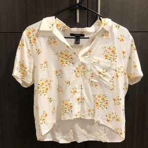 Crop floral button up shirt